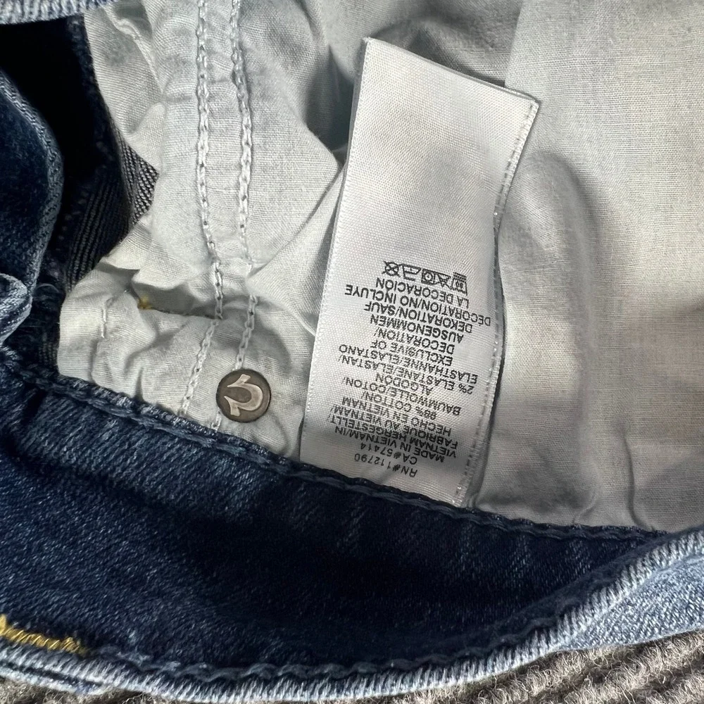 True Religion Danny Tapered Jeans Mens 34x29 Blue Medium Wash Horseshoe Pocket